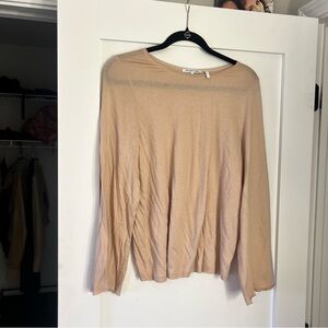 Light Taupe Long-Sleeve Women's Top- helmut lang
